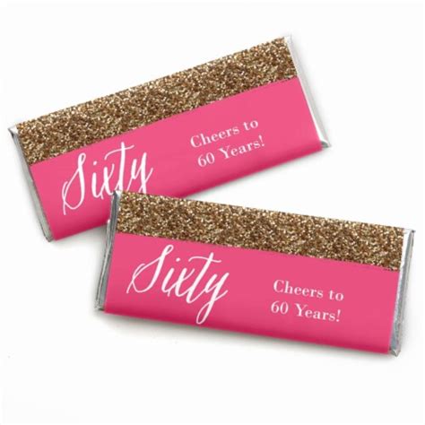 Big Dot Of Happiness Chic 60th Birthday Pink Black Gold Candy Bar