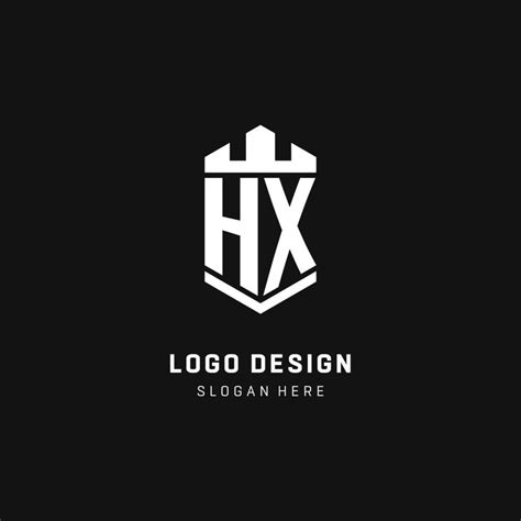 Hx Monogram Logo Initial With Crown And Shield Guard Shape Style