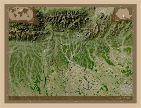 Arges Romania Low Res Satellite Labelled Points Of Cities Stock