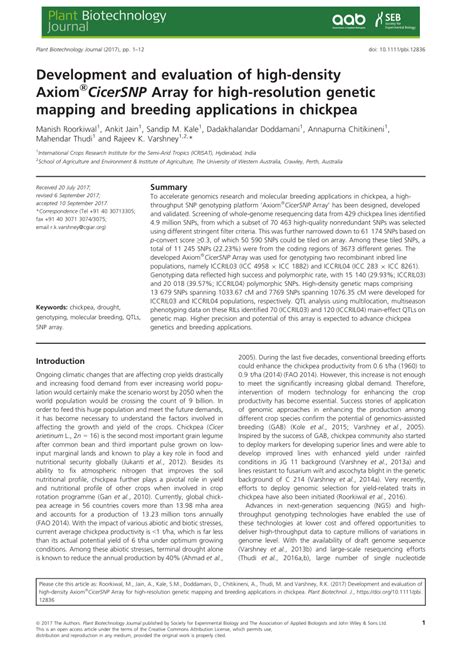 Pdf Development And Evaluation Of High Density Snp Array Axiom