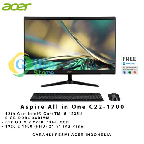 Jual PC AIO Acer Aspire All In One C22 1700 8GB 512GB SSD Core I5 FHD