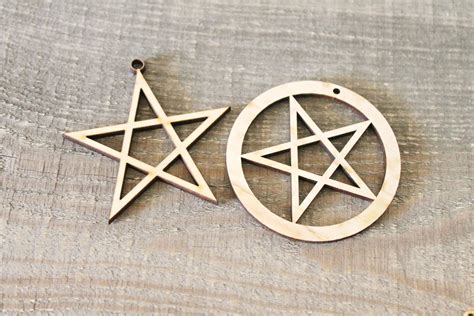 Wooden Symbols Shape Pendant Pentagram Pentalpha Pentangle Pen