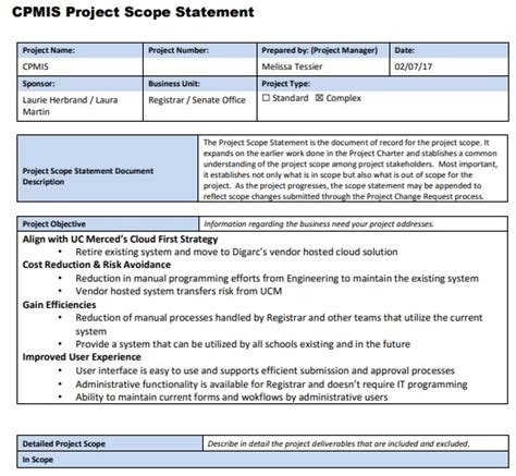 Project Scope Statement Templates & Examples [Excel, Word, PDF ...