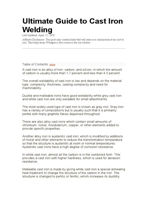 Ultimate Guide To Cast Iron Welding | PDF | Construction | Welding