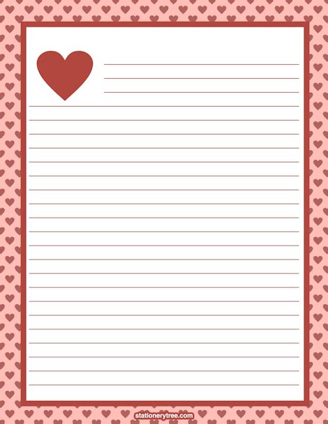 Free Printable Valentine Stationery Featuring A Heart Border In A Pink And Writing Paper