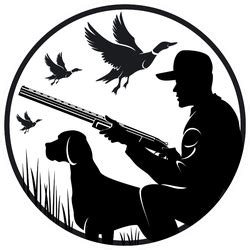 Black Silhouette Of A Hunter, With A Dog Sticker