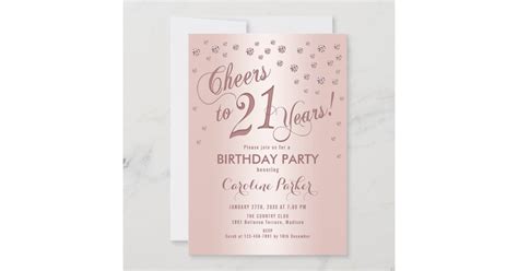 Rose Gold 21st Birthday Party Invitation Zazzle