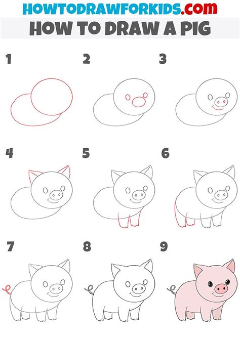 How To Draw A Pig Easy Drawing Tutorial For Kids Pig Drawing Easy