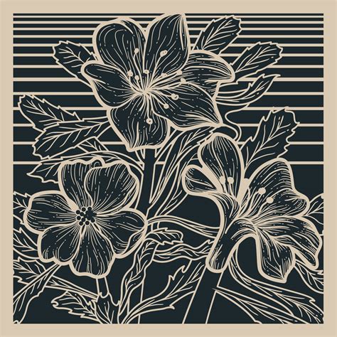 Linocut Flowers Vector Art, Icons, and Graphics for Free Download