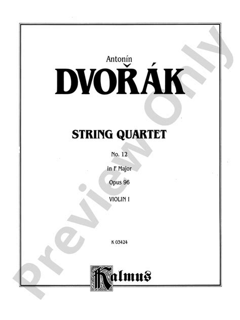 Dvorák String Quartet in F Op 96 String Quartet Book Antonín