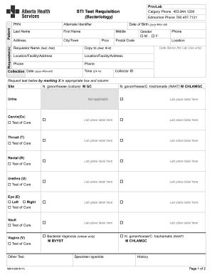 Fillable Online Sti Test Requisition Alberta Health Services Fax