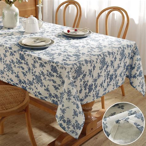 Amazon Anydesign Vintage Floral Tablecloth Rectangle Blue Flower