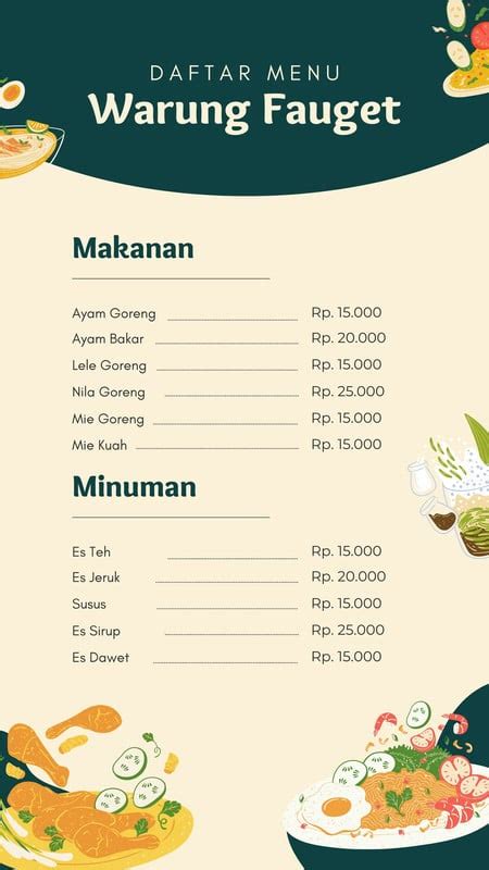 Gratis Desain Contoh Daftar Harga Canva