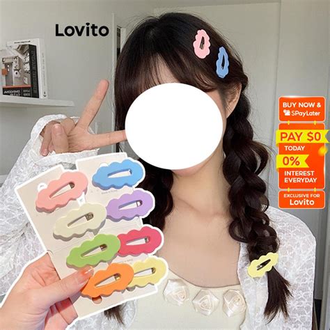 Lovito Cute Plain Dopamine Color Matching Sets Hair Clips For Women