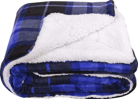 Sochow Sherpa Plaid Fleece Throw Blanket Double Sided