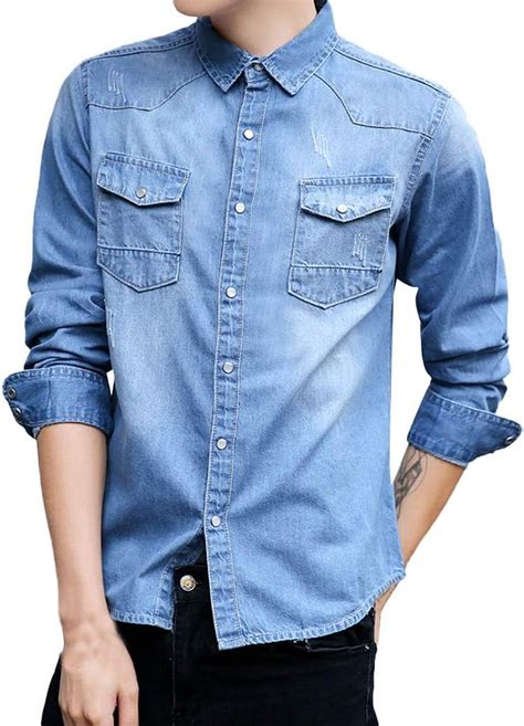 Herren Jeanshemden Langarm Herbst Winter Large Size Lässig Top Bluse