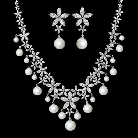 High End Fashion Bride Necklace Jewelry Wedding Silver Plated Zircon