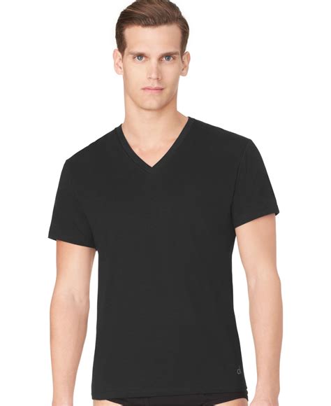 Calvin Klein Mens Classic V Neck T Shirt 3 Pack M4065 In Black For Men