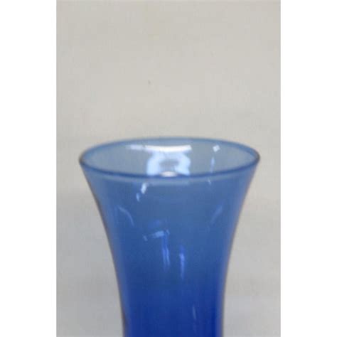 Blue Glass Long Neck Bulbous Wide Bottom Vase Chairish