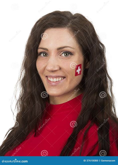 Girl With The Swiss Flag Royalty Free Stock Photography CartoonDealer