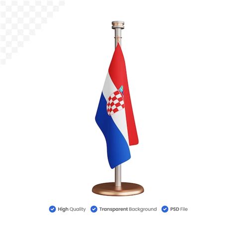 Premium Psd D Rendering Of Croatia Flagpole Isolated