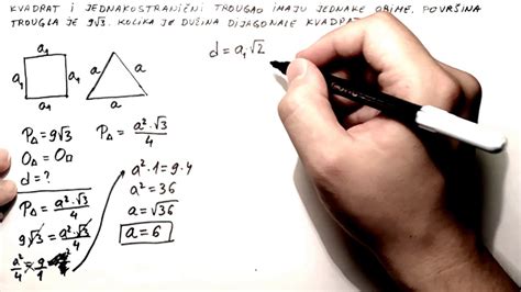 Dijagonala Kvadrata Povrsina Jednakostranicnog Trougla Obim Kvadrata
