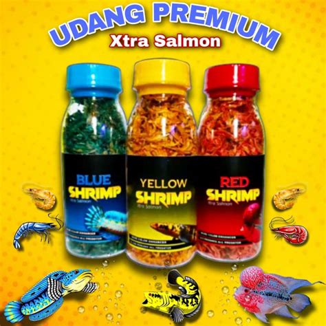 BLUE SHRIMP RED SHRIMP YELLOW SHRIMP UDANG KERING PAKAN CHANNA KEMASAN