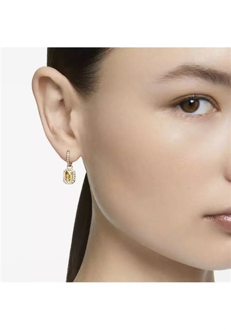 Buy Swarovski Millenia Drop Earrings Octagon Cut Yellow Gold Tone