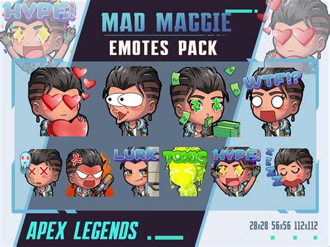 Mad Maggie Apex Legends Emotes Twitch Emote Pack Streamer Emotes