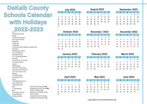 DeKalb County Schools Calendar 2022 - US School Calendar