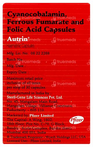 Autrin 300 Mg 15mcg 1 5mg Capsule 30 Uses Side Effects Dosage