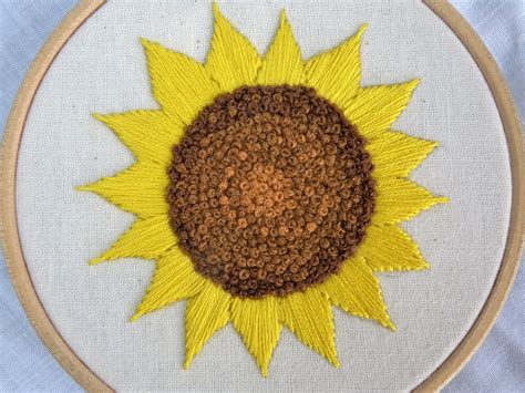 Sunflower Hand Embroidery Embroidered Flower Hoop Inch Wall