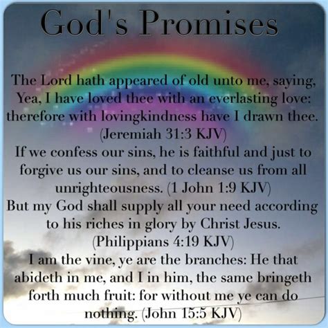 Gods Promises — Jeremiah 313 1 John 19 Philippians 419 John 155 Rainbow Gods