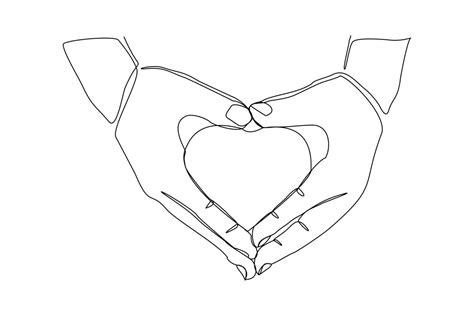 Continuous Line Drawing Of Hand Holding Love Heart On White Background Single One Line Art Of