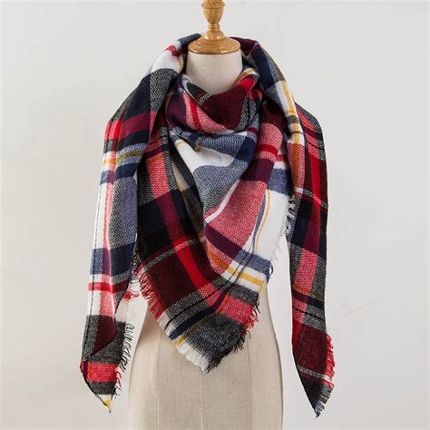 Za Winter Scarf 2018 Tartan Cashmere Scarf Women Plaid Blanket Scarf New Designer Acrylic Basic