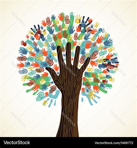 Isolated Diversity Tree Hands Royalty Free Vector Image