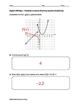 Algebra Eoc Quiz Piecewise Functions Solving Equations Graphically