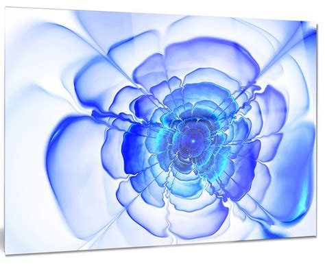 Large Blue Fractal Flower Petals Large Metal Wall Art 40 X30