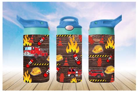 Firetruck 12oz Flip Top Tumbler Wrap Graphic By Fahdesign9 Creative