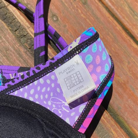 Vintage S Push Up Playboy Bikini Top Purple Depop