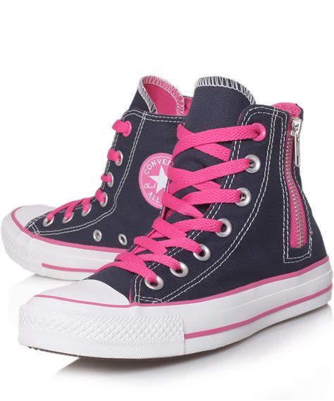 Converse Navy Chuck Taylor Side Zip Hi Top Trainers in Blue - Lyst