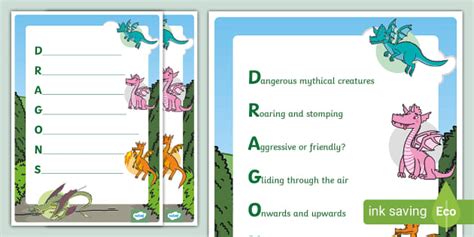 NEW Dragons Acrostic Poem Example Teacher Made