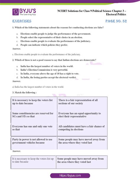 ncert solutions  class  political science chapter  electoral