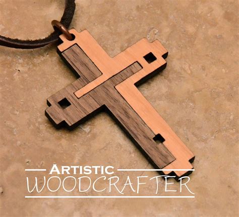 Wooden Cross Necklace cherry/walnut | Etsy