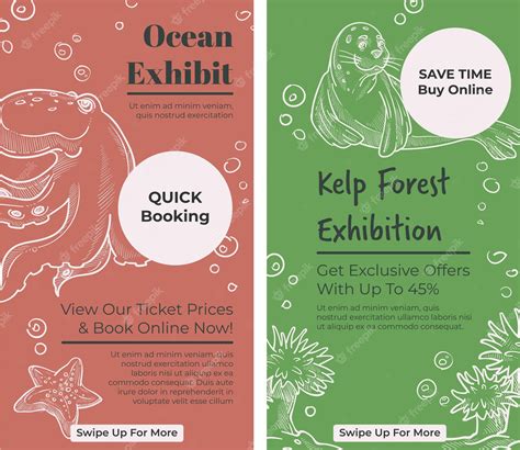 Premium Vector | Ocean exhibit forest animals book tickets web