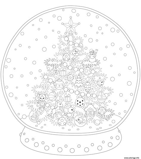 Coloriage Boule De Neige Deco Avec Sapin Pour Adulte JeColorie