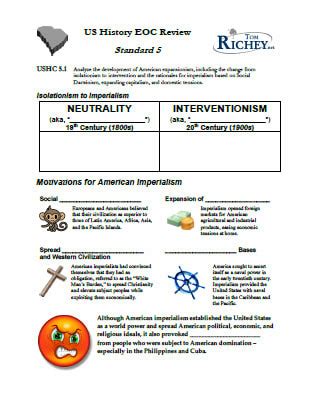 Standard 5 Imperialism WWI US History EOC Review TomRichey Net