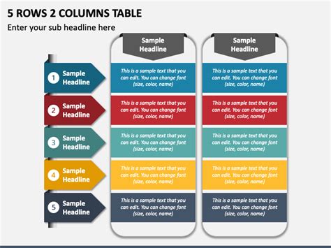 5 Rows 2 Columns Table for PowerPoint and Google Slides - PPT Slides