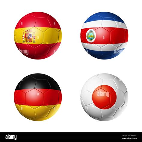 Soccer Balls With Group E Teams Flags Football Competition Qatar 2022