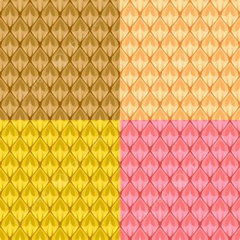 Set Of Seamless Patterns With Peel Surface Of Pineapple Background